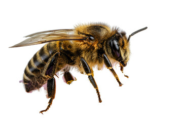 Isolated Close-up of a Detailed Honey Bee