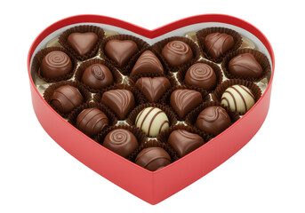 Isolated Heart-Shaped Box of Assorted Chocolate Candies