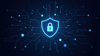 A digital representation of internet security with a lock icon.