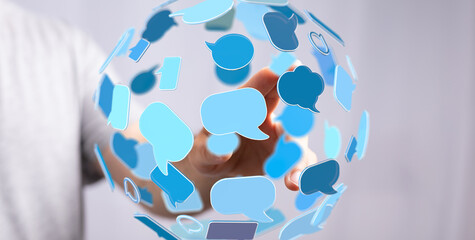 Abstract image depicting global communication, social media, networking, and digital interaction.