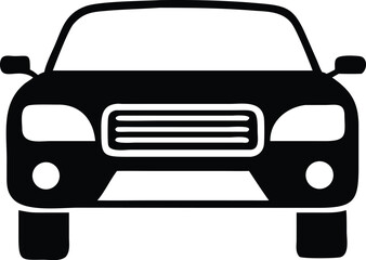 Frontal View of a Car Illustrated in Black and White Automotive Design