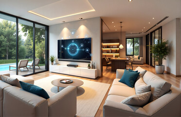 Modern Smart Living Room Panorama