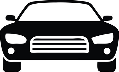 Front View Black Car Icon Sleek Vehicle Symbol for Automotive Design Use
