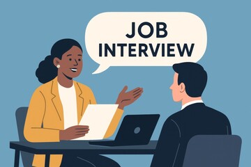 Job Interview Vector Illustration with Two Professionals Talking