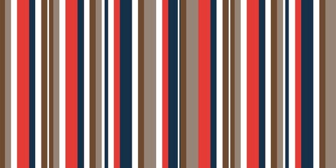 Colorful seamless vertical stripes pattern with red blue brown tones for fabric textile fashion design and retro wallpaper decoration