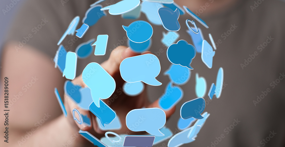 Fototapete Abstract image depicting global communication and networking.  Perfect for technology and social media.
