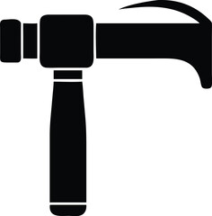 Black and White of a Roofing Hammer Tool, Isolated on White Background