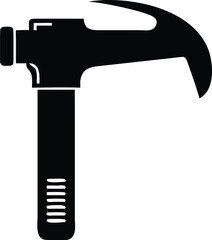 Black and White Illustration of a Claw Hammer, Tool for Construction and Repair