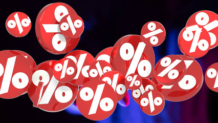 Abstract 3D rendering of red percentage symbols. Perfect for sales, discounts, and finance concepts.