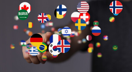 Image of diverse flags representing international business, global reach, and world connectivity.
