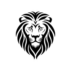 Tribal-inspired vector logo of a lion’s face in bold symmetrical black lines. Powerful lion head silhouette symbolizing strength, courage, and leadership in branding.



