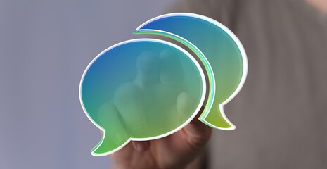 Abstract image of colorful speech bubbles representing communication, feedback, and dialogue.