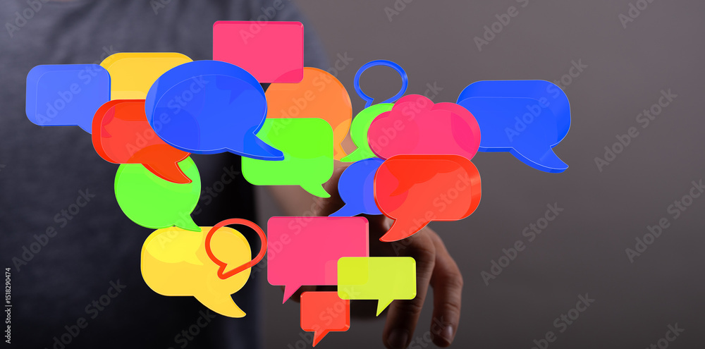 Aufkleber abstract image of colorful speech bubbles representing communication, social media, and online conve