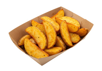 Isolated Tray of Seasoned Potato Wedges