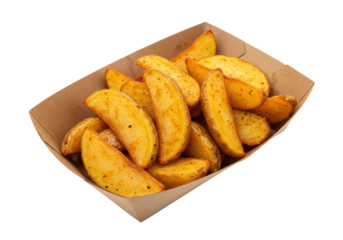 Isolated Tray of Seasoned Potato Wedges