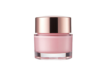 Isolated Pink Facial Cream in a Glass Jar