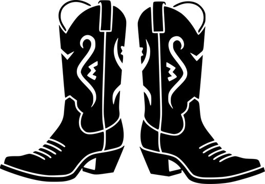 black cowboy boots, western style, pair clip art preview