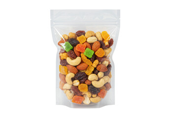 Isolated Clear Zip Bag Filled with Trail Mix
