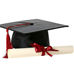Graduation Cap, Diploma & Transparent Background