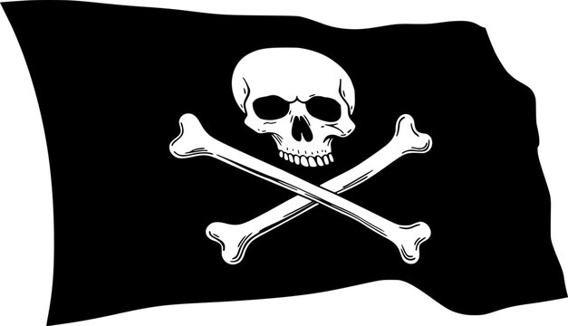 recommend clip art: pirate flag with a skull and crossbones silhouette, skull and crossbones flag silhouette icon
                    