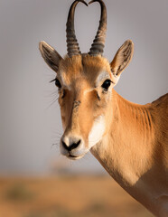 saiga antelope with a unique nose  