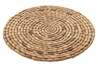 Obraz premium Isolated Round Woven Placemat with Natural Fiber Texture