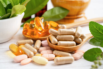 Alternative medicine herbal organic capsule drug herb.