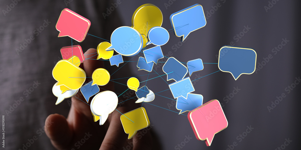Aufkleber abstract image of interconnected speech bubbles, representing communication, networking, and collabo