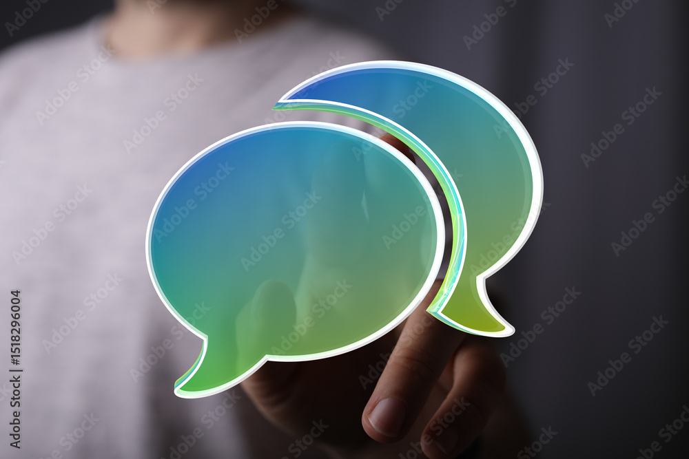 Poster abstract image of two speech bubbles. perfect for communication, dialogue, and conversation concepts
