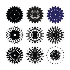 Flat spiral floral flower pattern mandala illustration set vector design. 