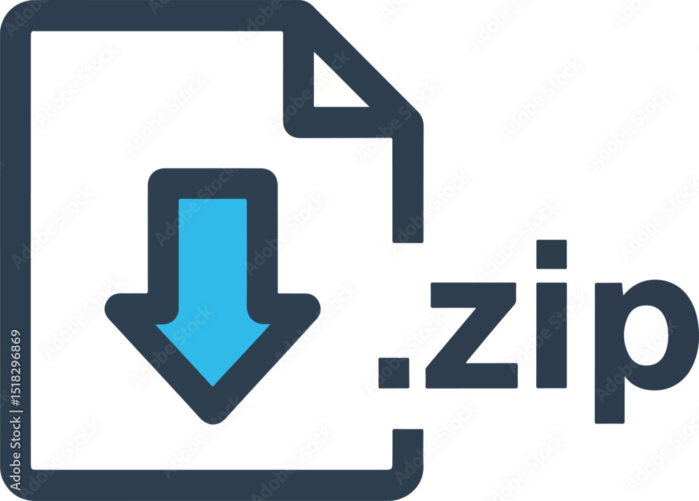 Aufkleber a zip file download icon with a document arrow and file extension