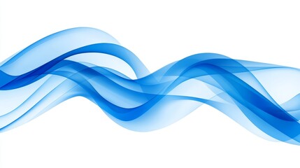 Blue Flowing Waves Abstract Design - Abstract of flowing blue waves on a white background, symbolizing fluidity, movement, energy, serenity, and connection