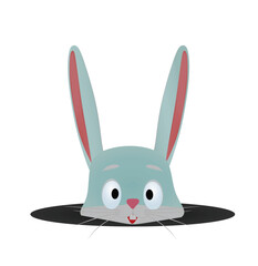 Bunny in hole. vector illustration	
