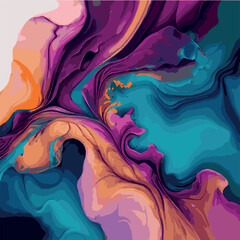 Marble texture design, colorful multicolored marble surface, curved lines, bright abstract design background - Vector illustration