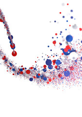 Festive background with confetti in the shape of stars in the color of the American flag.