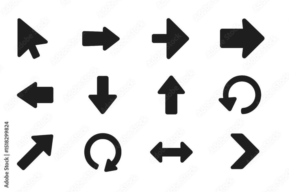 Leinwandbilder Directional arrows in various shapes and orientations for user interface design and navigation tools