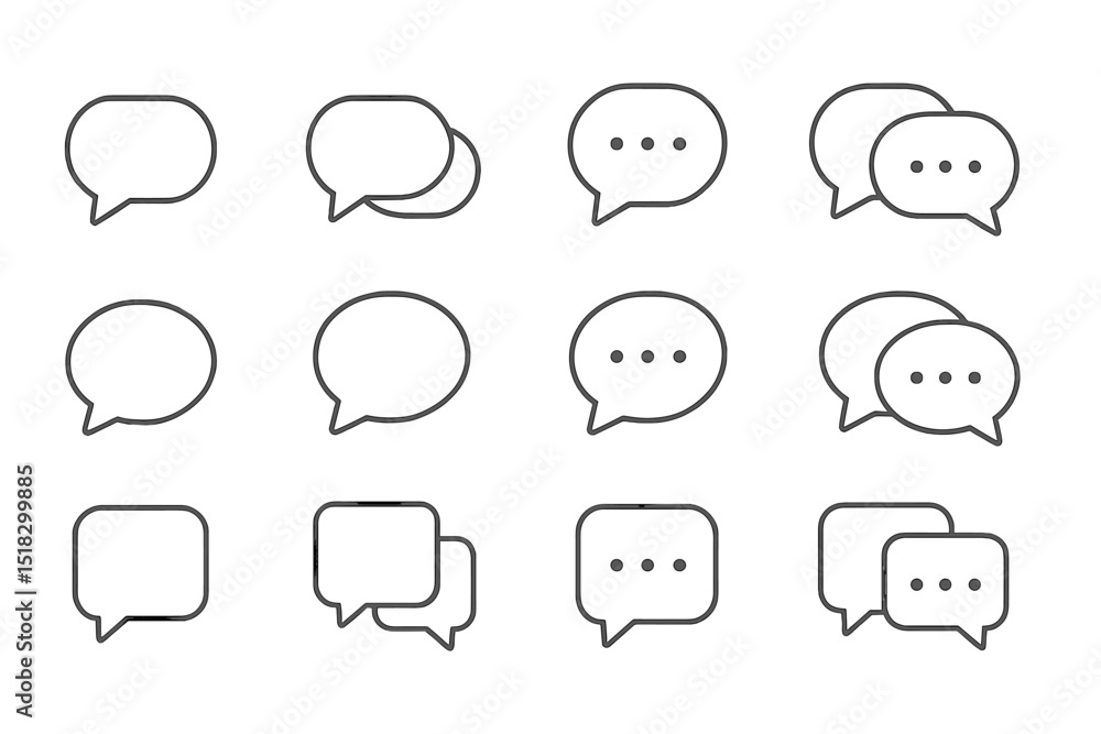 Aufkleber collection of various speech bubble icons in different styles for graphic design and communication t