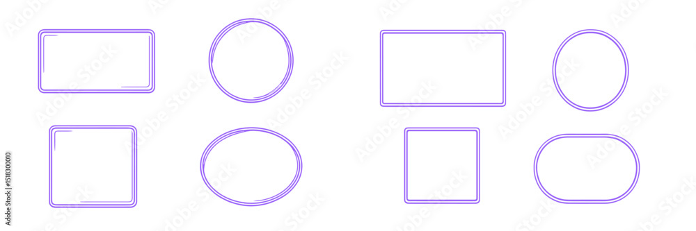 Poster Shapes outlined in various geometric forms arranged in an artistic layout for design and illustration purposes