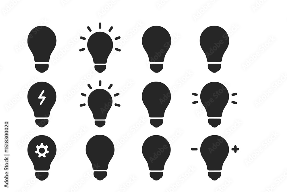 Aufkleber Various light bulb icons representing different concepts for design and functionality in creative projects