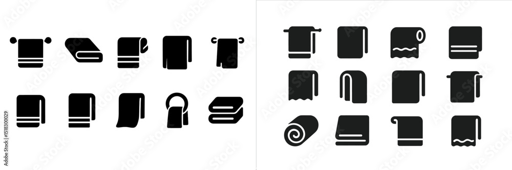 Poster various towel and blanket icons displayed on a white background showcasing different styles and arra