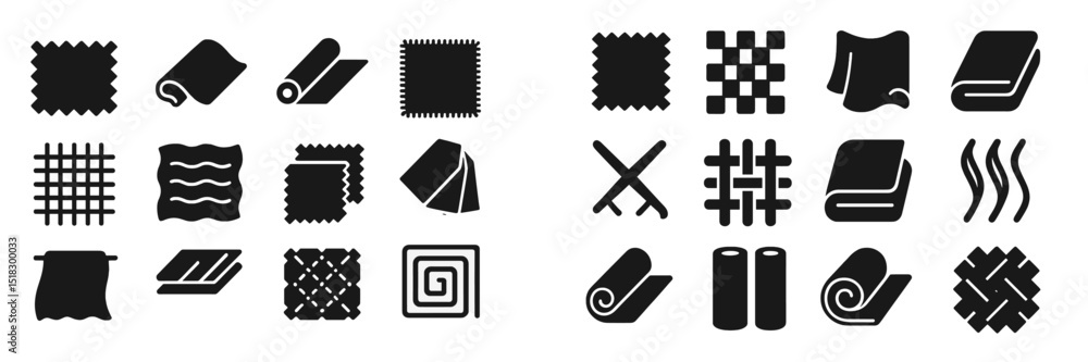 Poster various fabric patterns and textures displayed in a textile design collection for creative inspirati