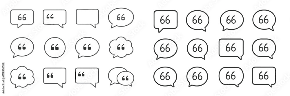 Aufkleber various speech and quote bubble designs showcasing different styles and shapes