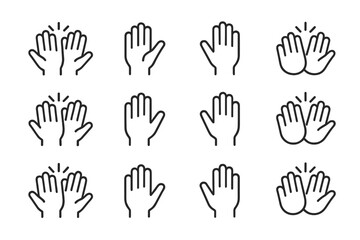 Fototapeta premium Various hand gesture icons representing clapping, greeting, and high-fiving suitable for digital communication use