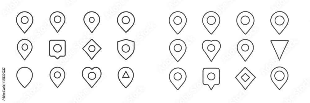 Leinwandbilder Creative collection of various location markers and icons displayed in a grid format for design and map-related projects