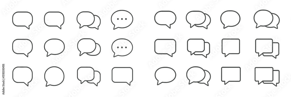 Poster collection of various speech bubble outlines suitable for graphic design and communication projects