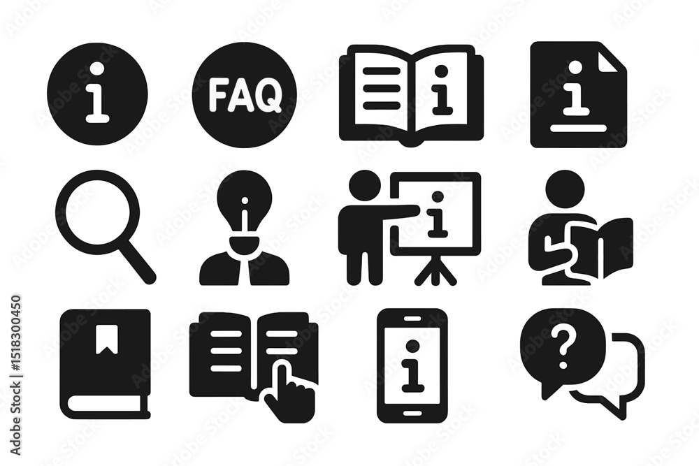 Poster Information icons arranged in a grid illustrating various ways to access and understand knowledge