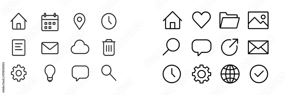 Fototapete modern line icons representing common concepts in digital communication and organization