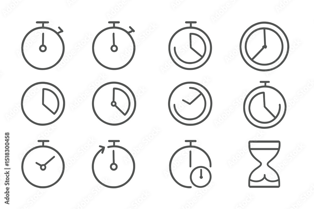 Leinwandbilder Various clock and timer icons displayed in a grid, illustrating different timekeeping concepts and styles