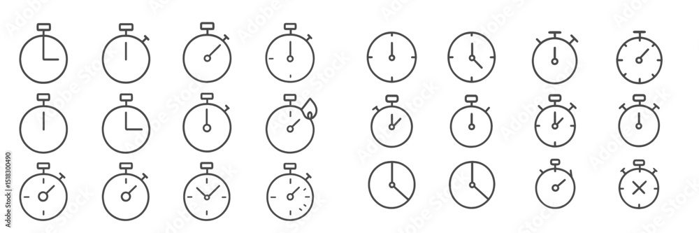 Aufkleber Different types of timers and clocks represented as simple line icons suitable for various applications