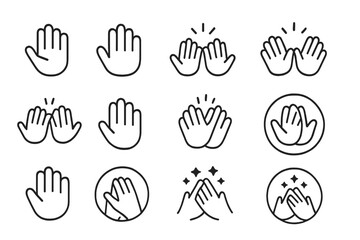 Obraz premium Collection of hand gesture icons representing greeting and applause in a modern and minimalist style